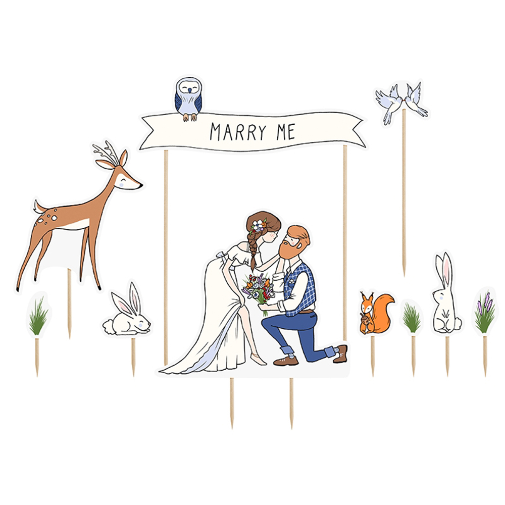 Tortendekoration "Marry Me" 10 Stück