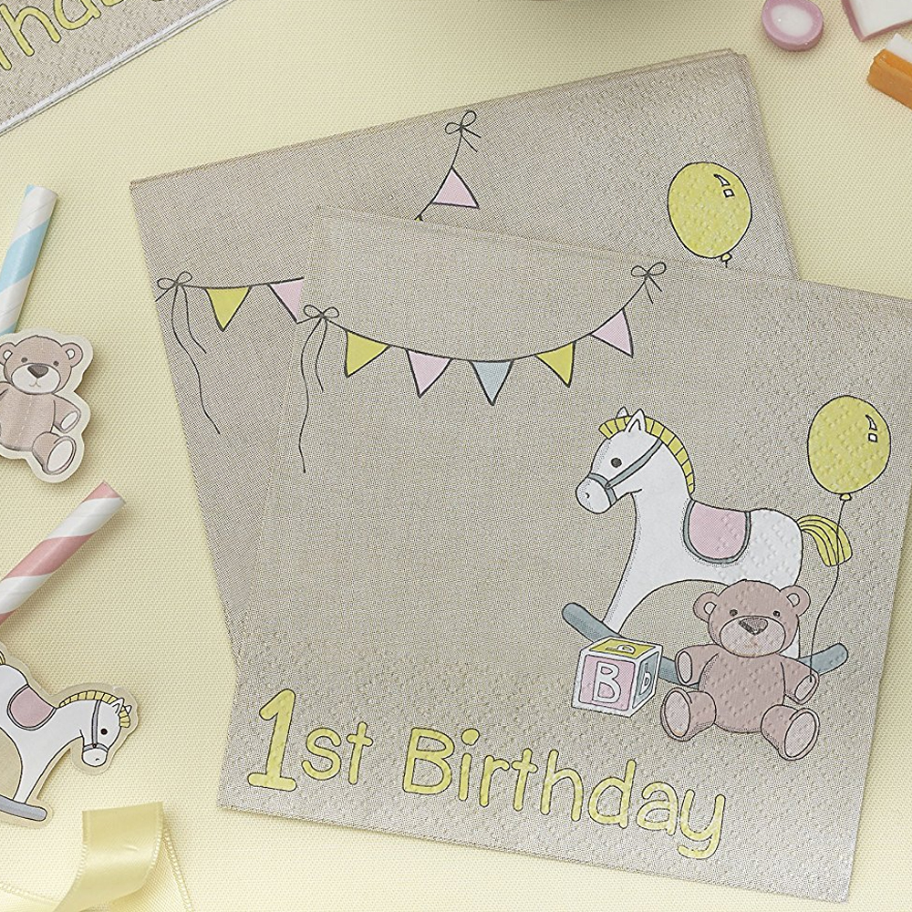 Servietten "Rock A Bye Baby" 1. Geburtstag (20 Stück)