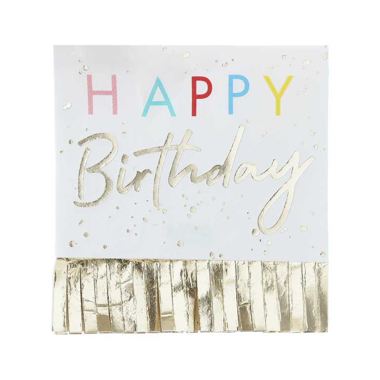 Rainbow Gold Papierservietten Happy Birthday 16 Stk.