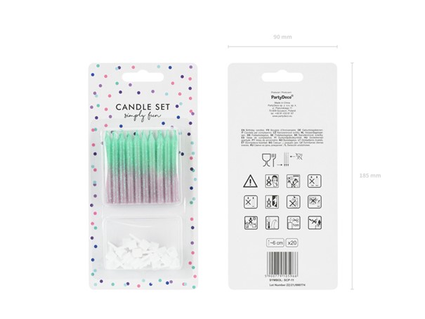 Geburtstagskerzen Ombre 6cm 20 STK. Geburtstag