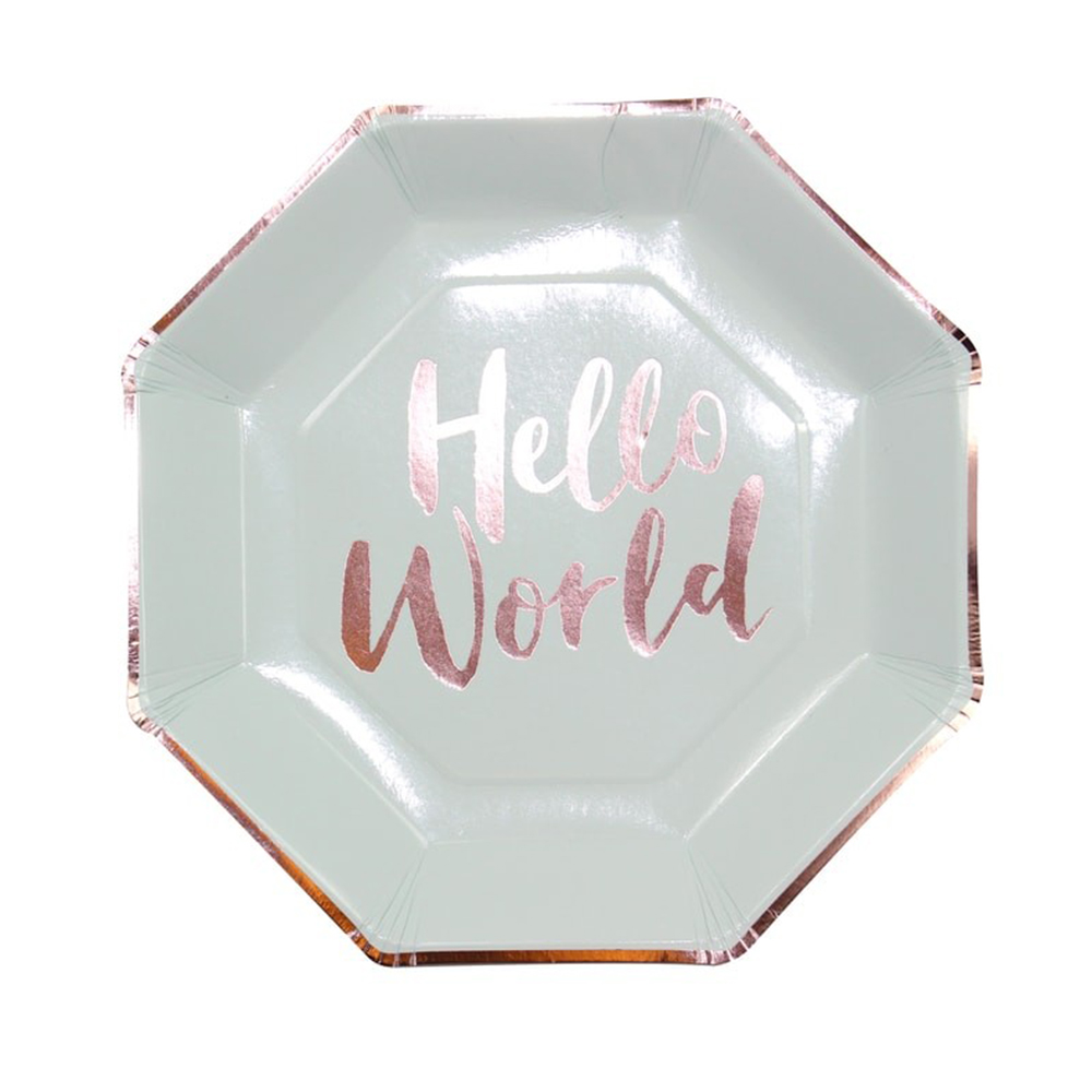 Partygeschirr "Hello World" Pappteller (8 Stück)