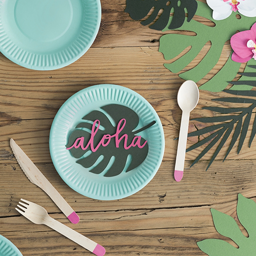 Tischdekoration "Flamingos" Blätter (21 Stück)