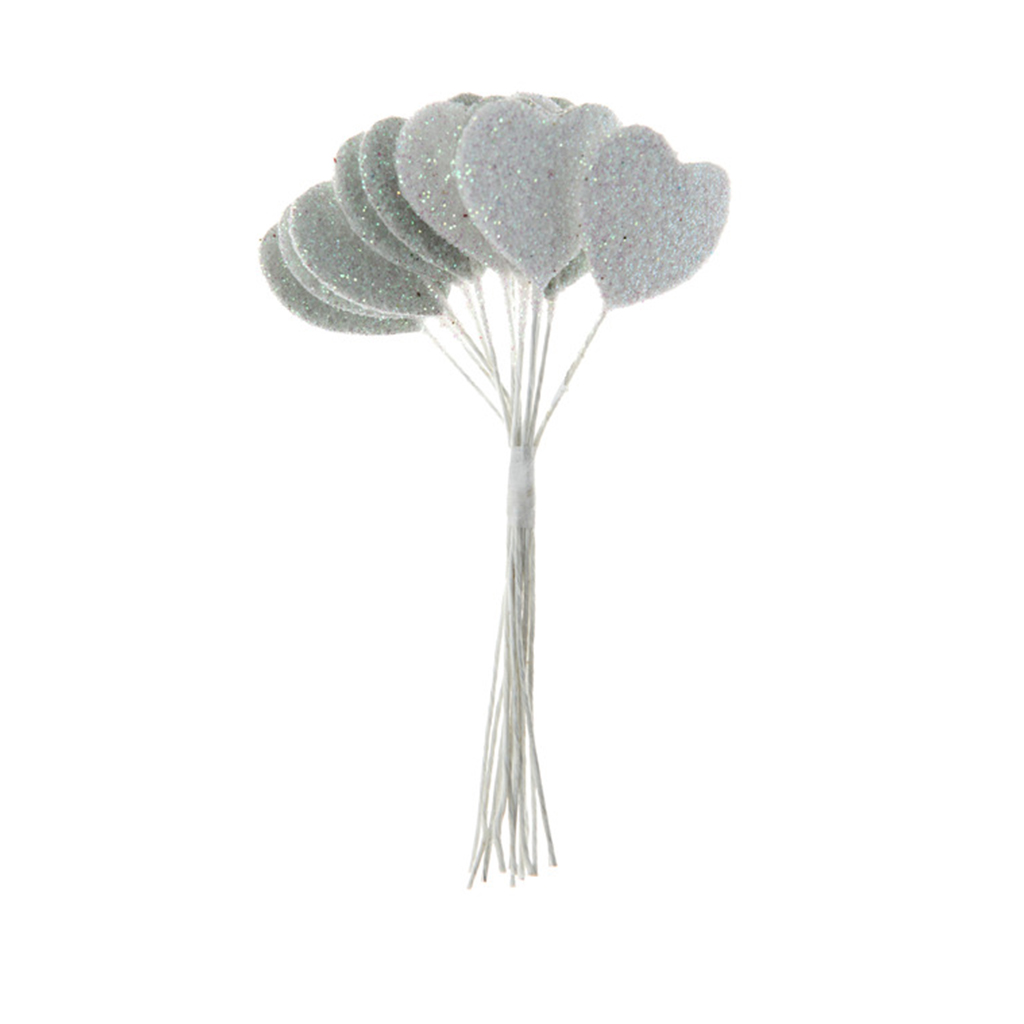 Glitterherzen Bund (12 Stück) weiß SALE