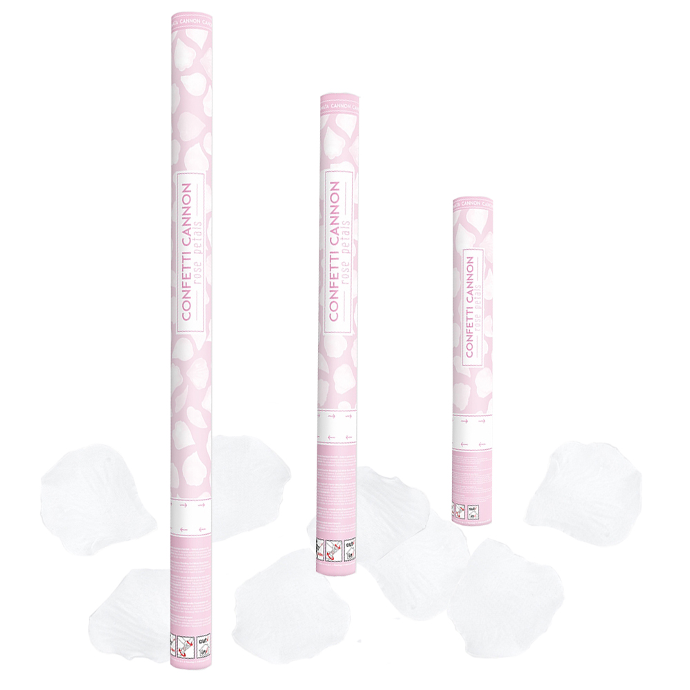 Confetti Cannon "Rosenblätter" 60 cm weiß
