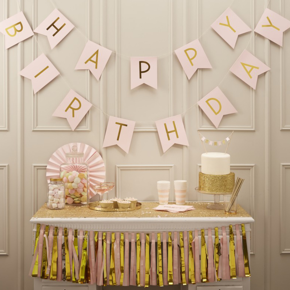 Girlande Happy Birthday "Pastel Perfection" (2 tlg.) 2,5 m