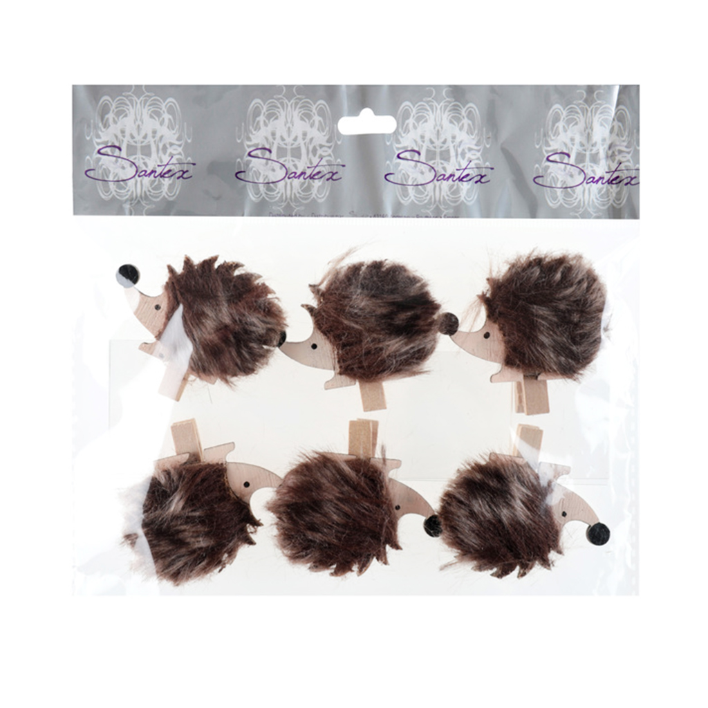 Klammern "Igel" 5 x 3,5 cm (6 Stück)