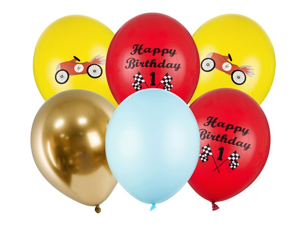 Luftballons 30cm, Happy Birthday Mix, Racer