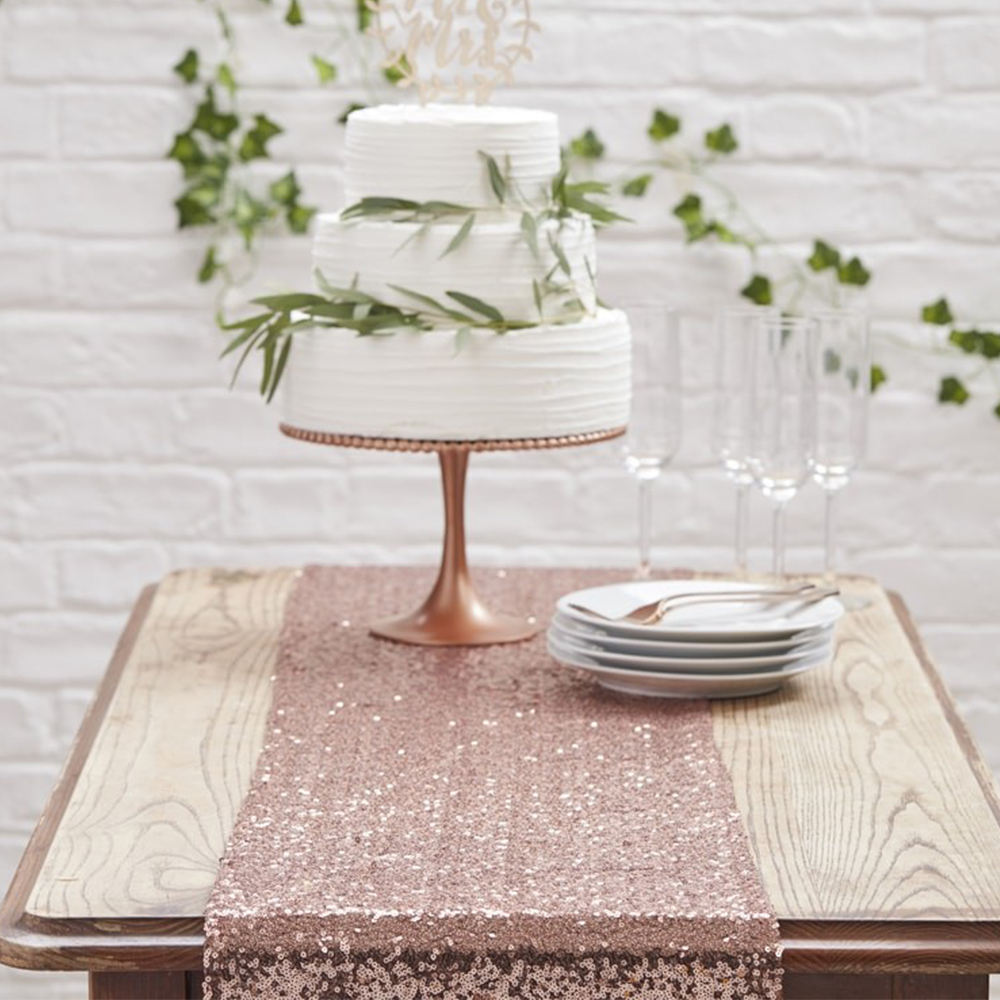 Tischläufer Rosé Gold "Beautiful Botanics" 2,75 m x 30 cm