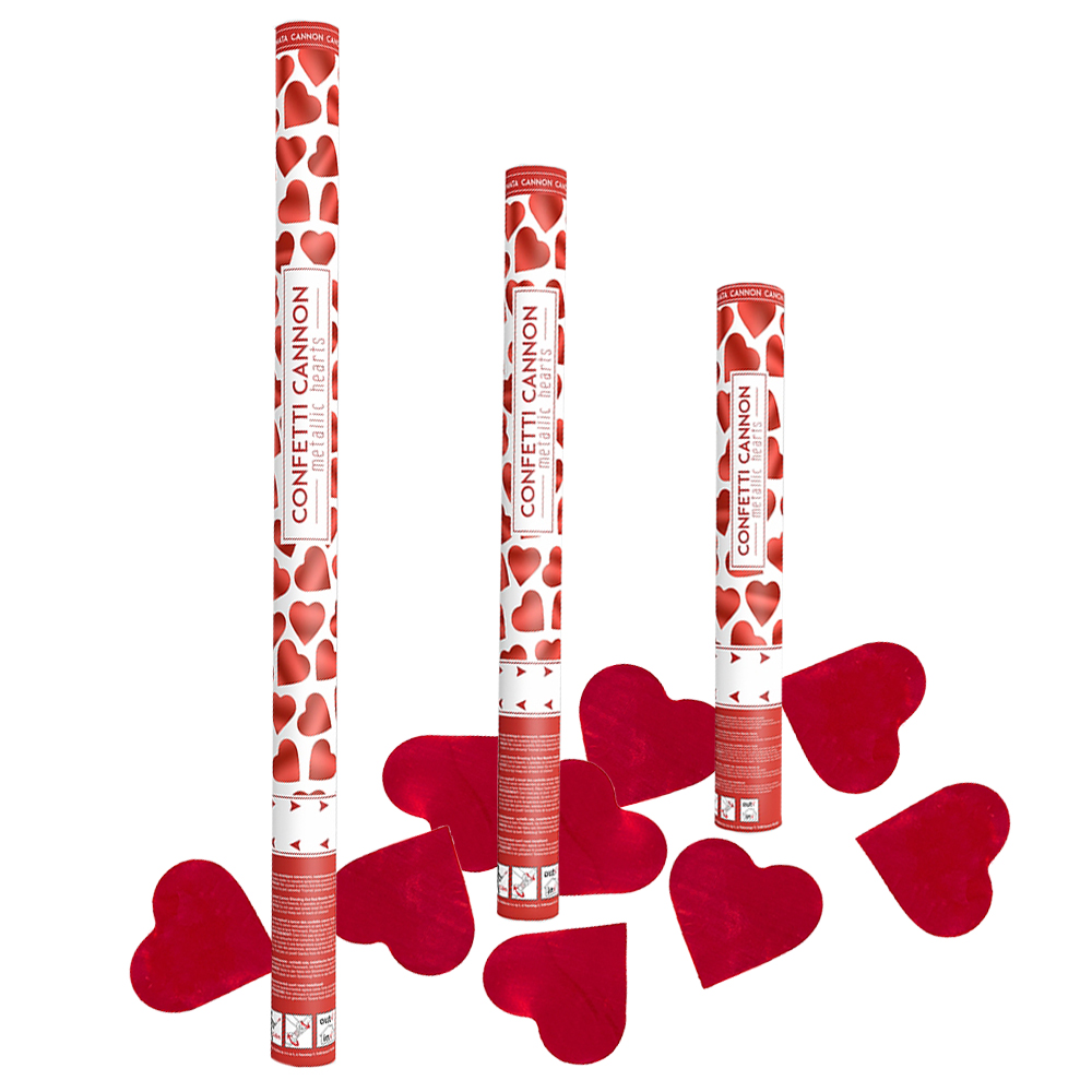 Confetti Cannon "Herzen" rot 80 cm