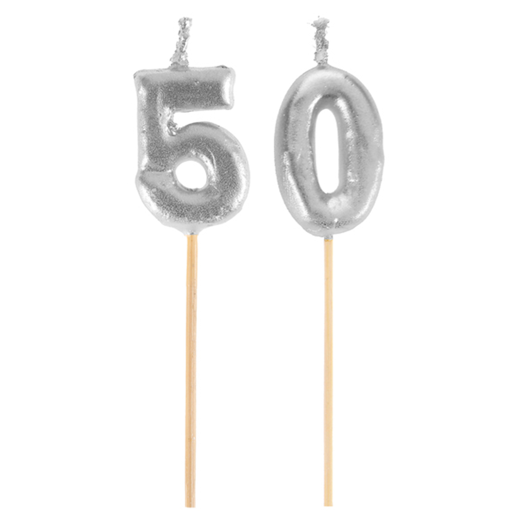 Zahlenkerzen "Jubiläum" silber Zahl 50