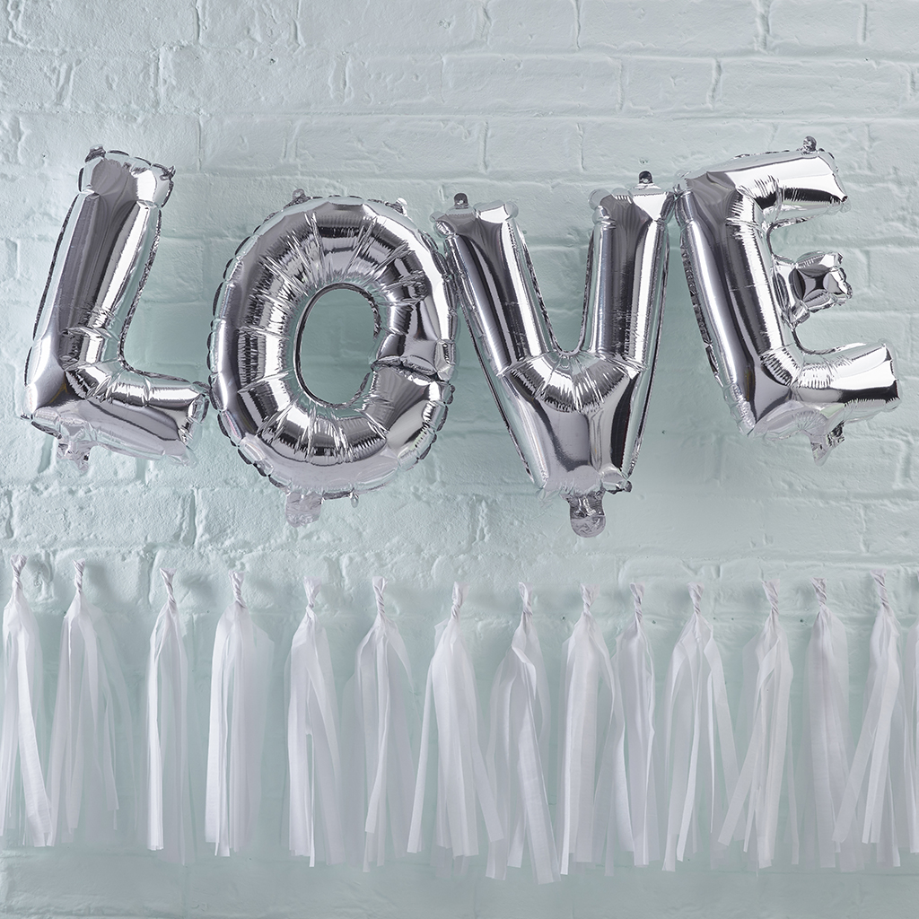 Folienballons Love Silber "Pick & Mix"