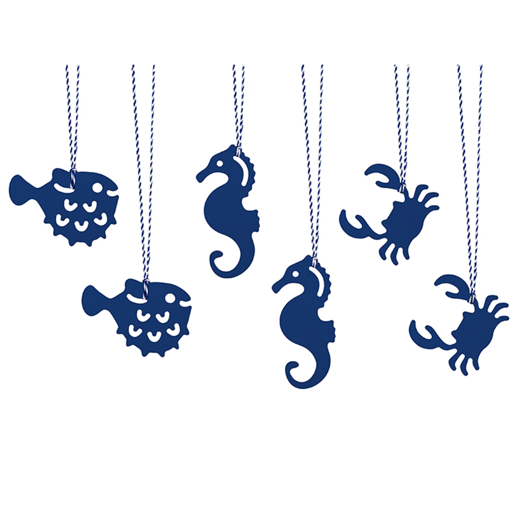 Geschenkanhänger "Sea Ahoy" Wassertiere (6 Stk.)