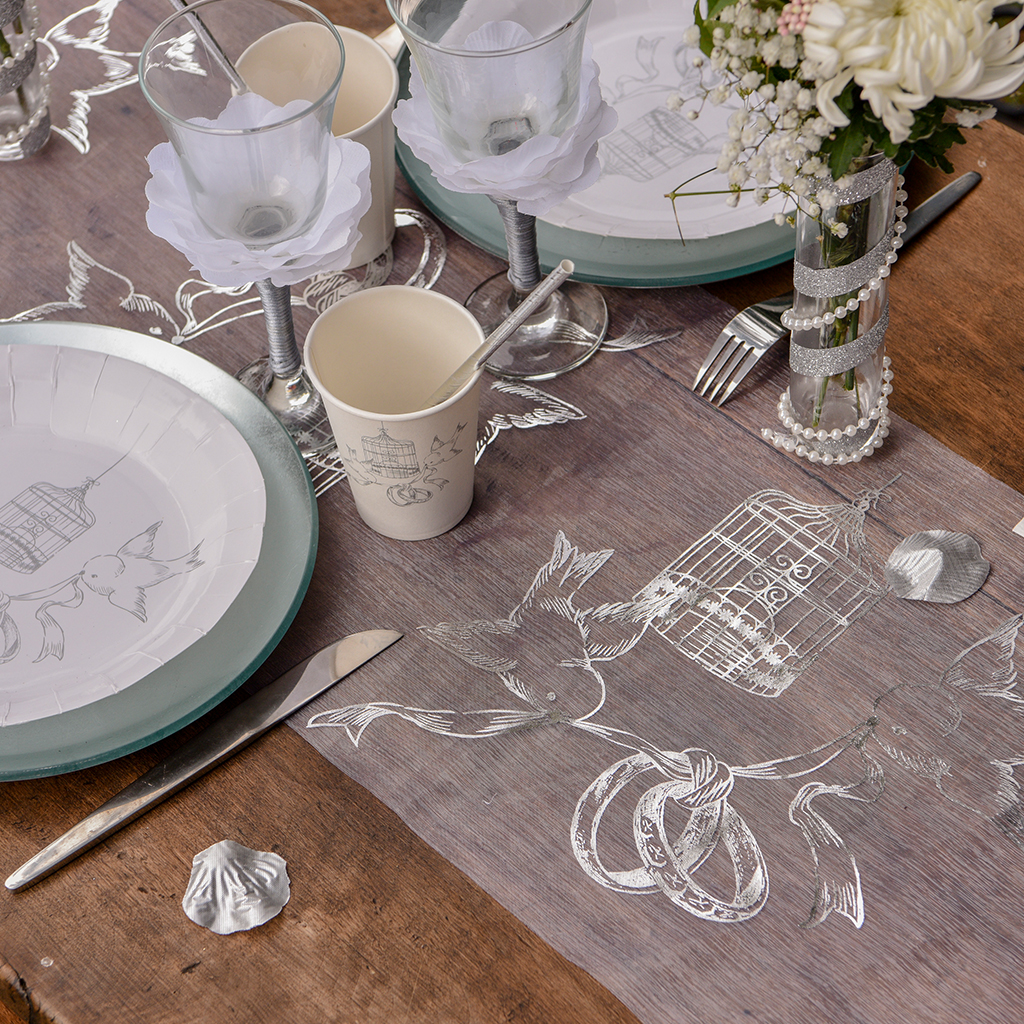 Tischläufer "Trauringe" 30 cm x 5 m ABVERKAUF