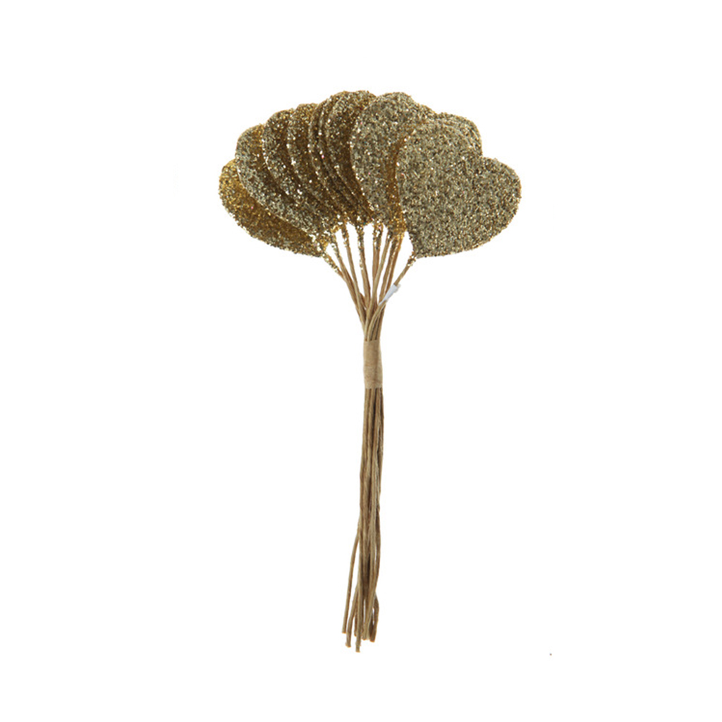 Glitterherzen Bund (12 Stück) weiß SALE