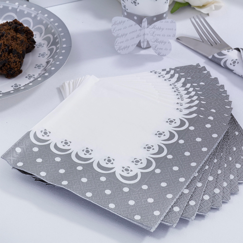 Servietten "Chic Boutique" (20 Stück)-silber
