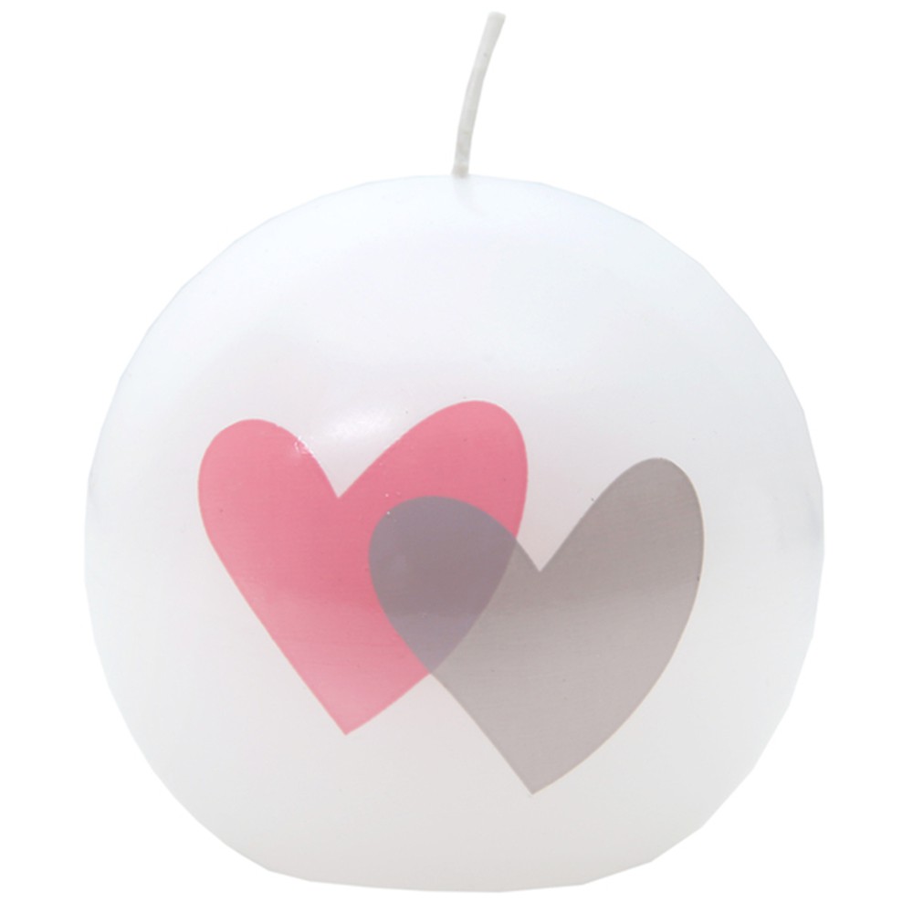 Kugelkerze "Double Heart" 7 cm rosa