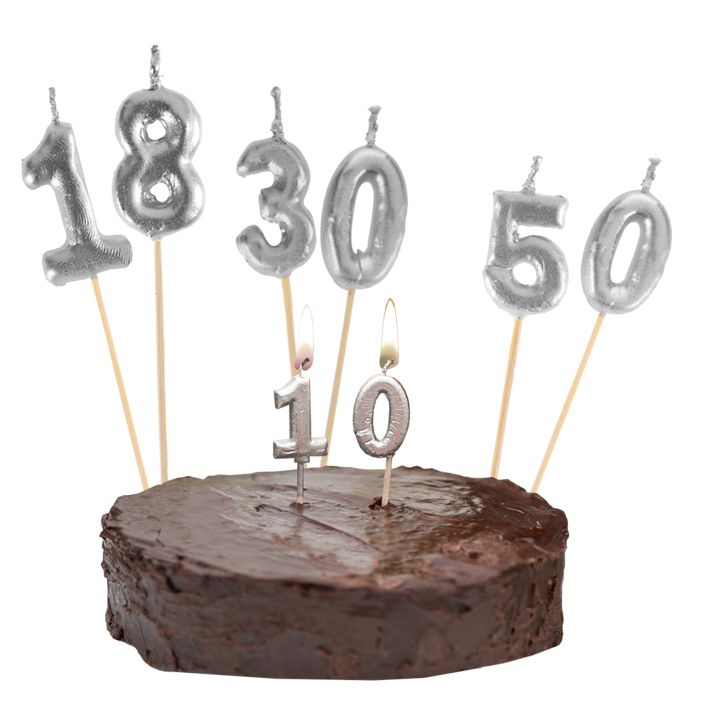 Zahlenkerzen "Jubiläum" silber Zahl 50