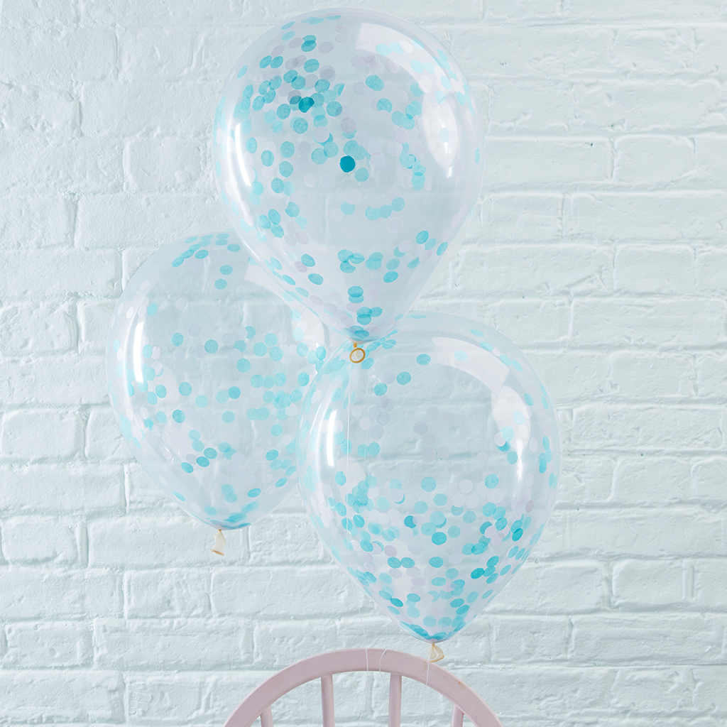 Luftballons Blau Konfetti "Pick & Mix" Ø30 cm (5 Stk)