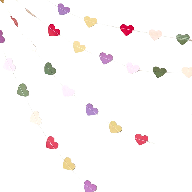 Girlande bunte Herzen "Boho" 5 m