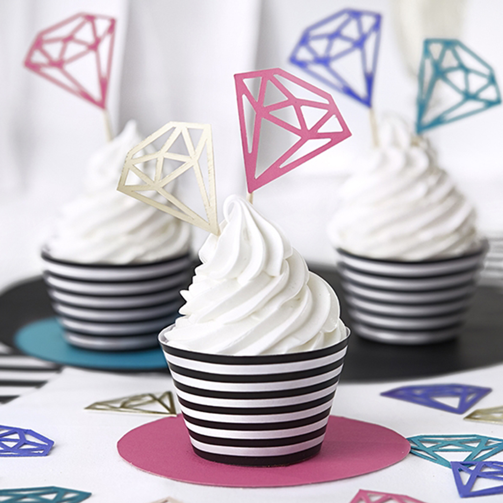 Tortendekoration "Diamonds Mix" groß (5 Stück)