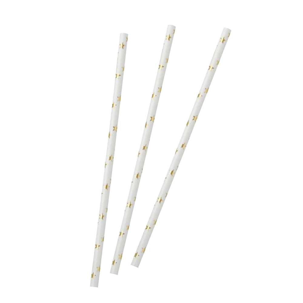 Partygeschirr "Gold Metallic Star" Strohhalme (25 Stk) SALE