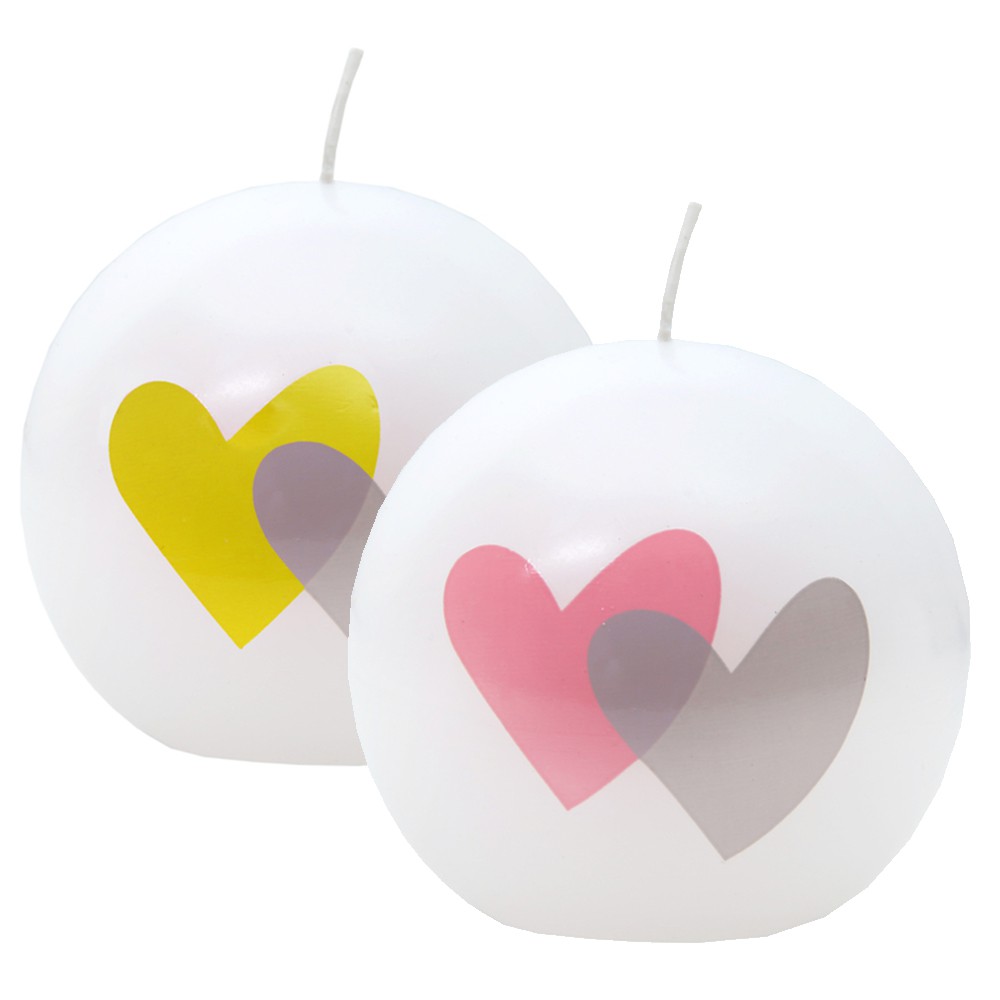 Kugelkerze "Double Heart" 7 cm rosa