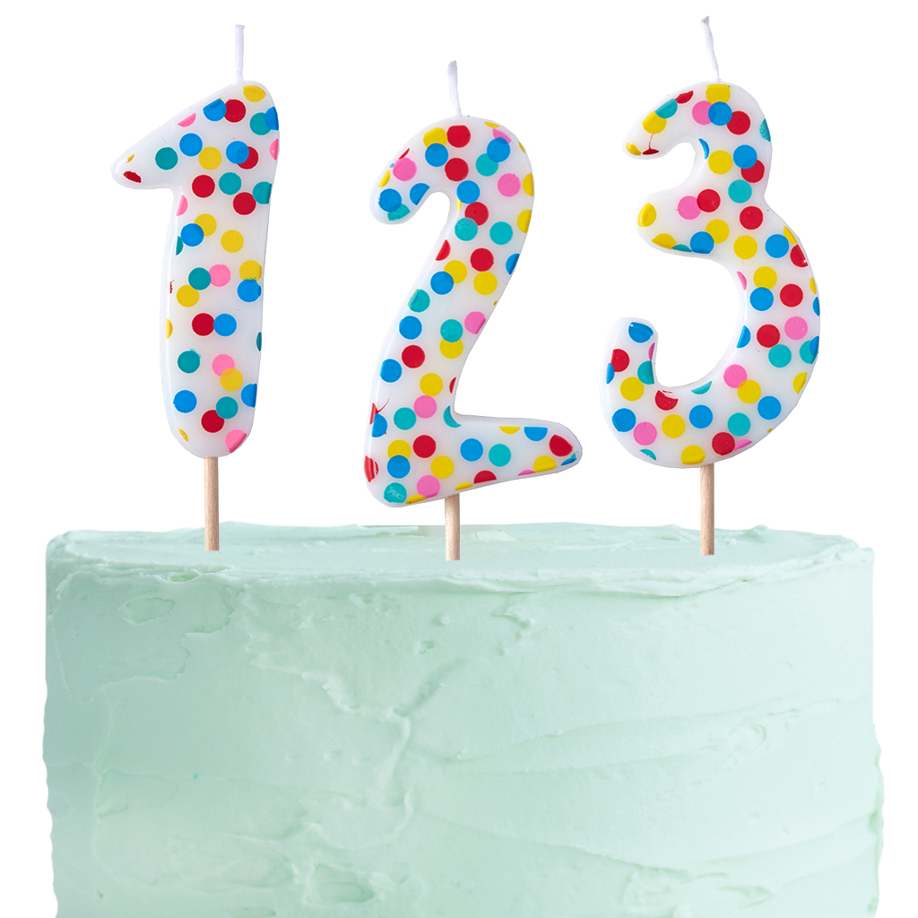 Zahlenkerzen "Pick & Mix" Zahl "4" bunt 3,7 x 9 cm