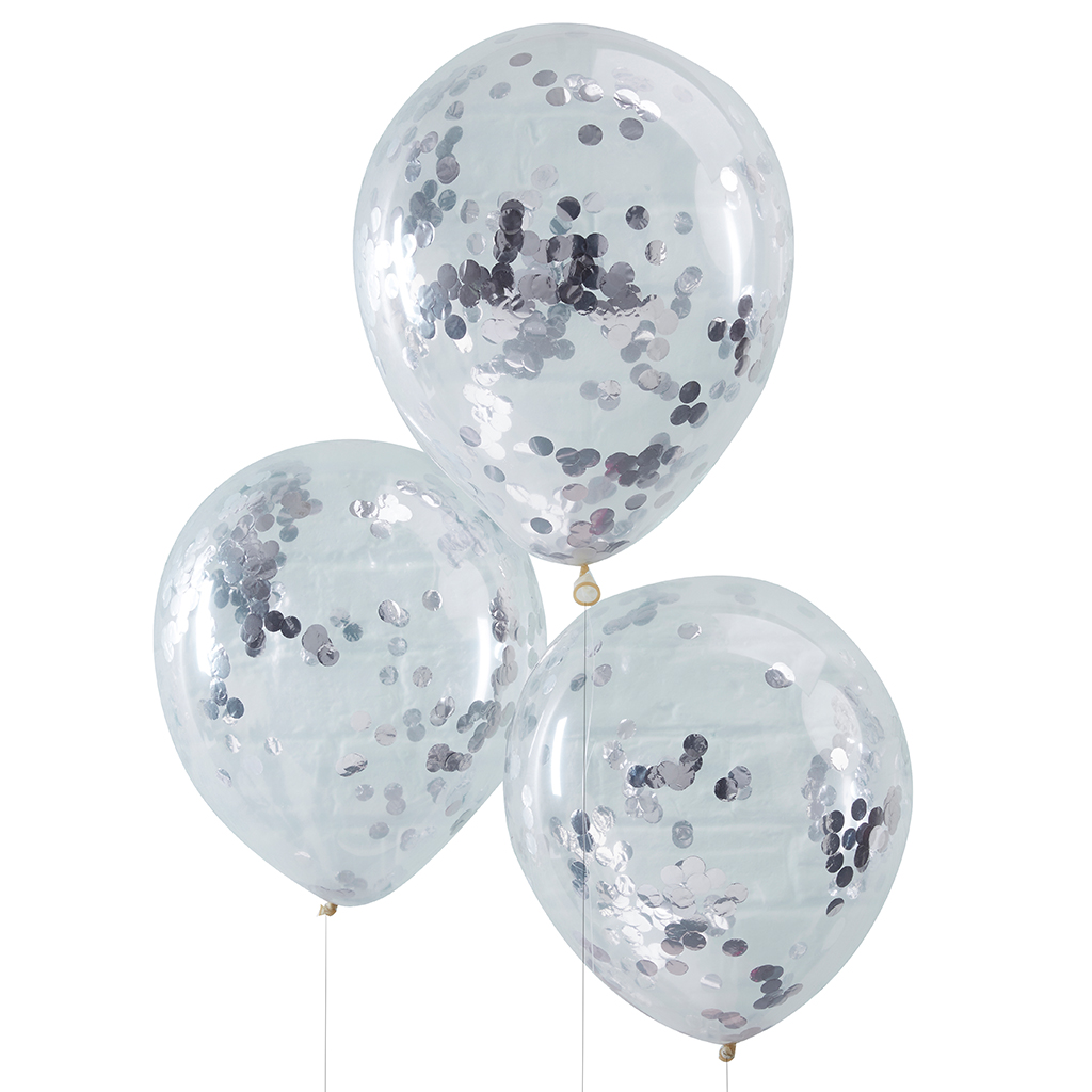 Luftballons Silber Konfetti "Pick & Mix" Ø30 cm (5 Stk)