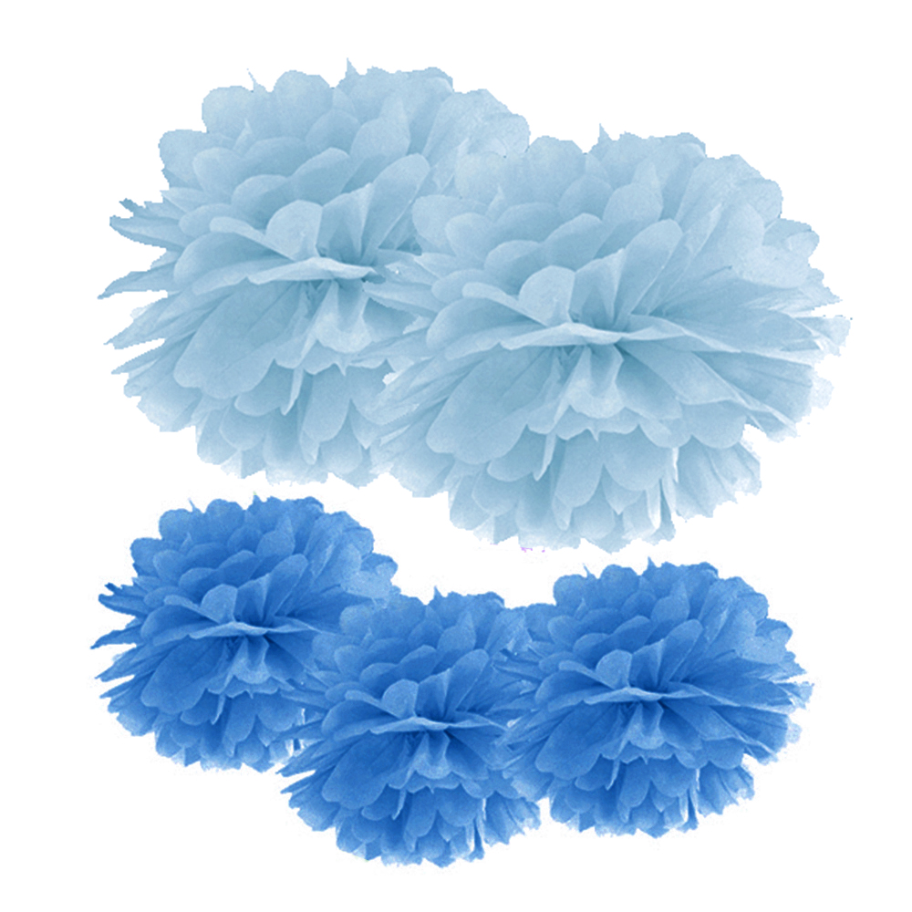 Pom Poms "Vintage Lace" (5 Stück) hellblau/blau