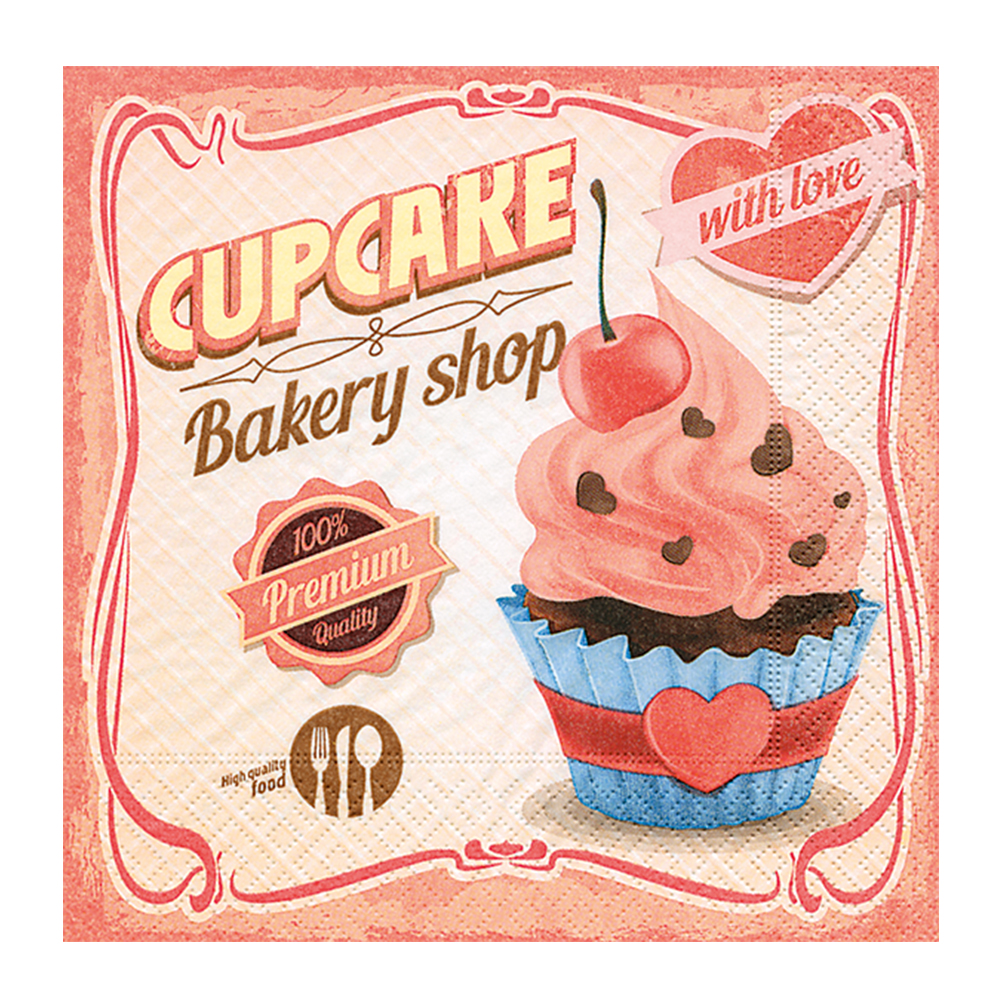 Servietten "Cupcake with Love" 200280 (20 Stück)