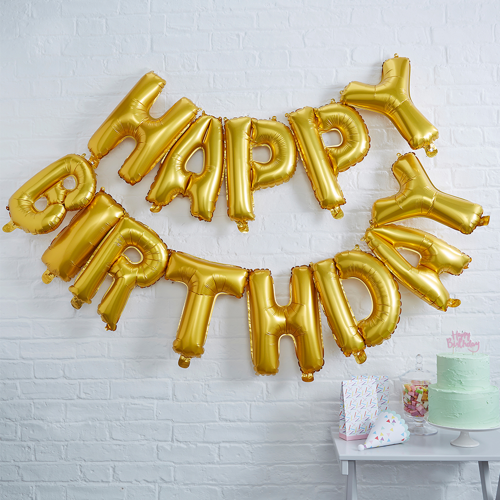 Folienballons Happy Birthday Gold "Pick & Mix"