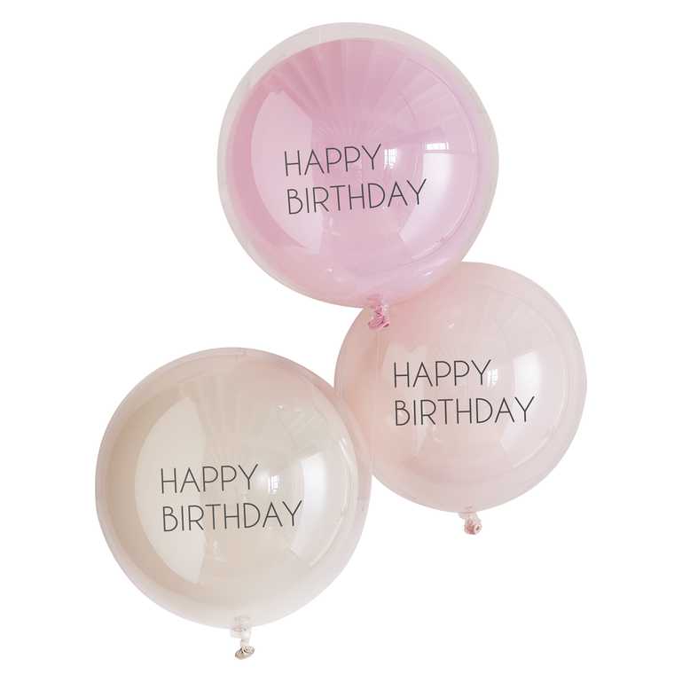 Latexballons Happy Birthday 3er Pack doppelwandig