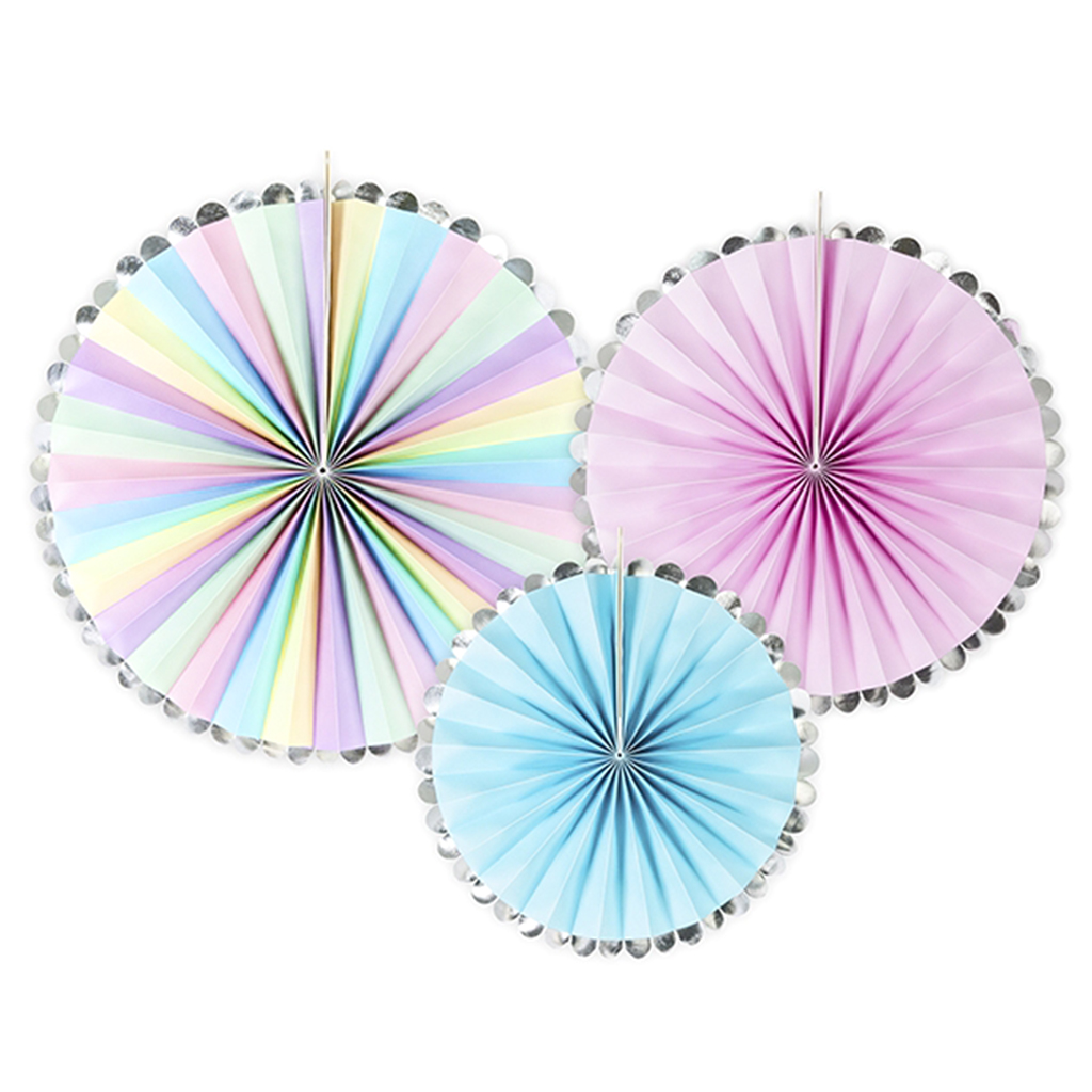 Fächer Rosetten "Unicorn" Ø 21, 25, 30 cm (3 Stück)