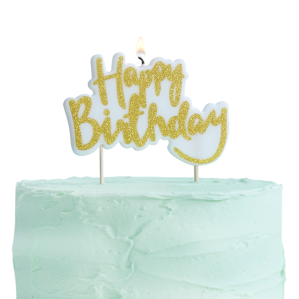 Tortendeko Geburtstagskerze Gold "Pick & Mix"