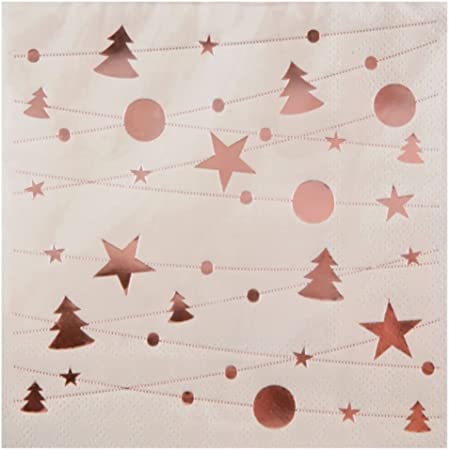 20 Servietten, Weihnachtsgirlande, elfenbeinfarben/rosegold