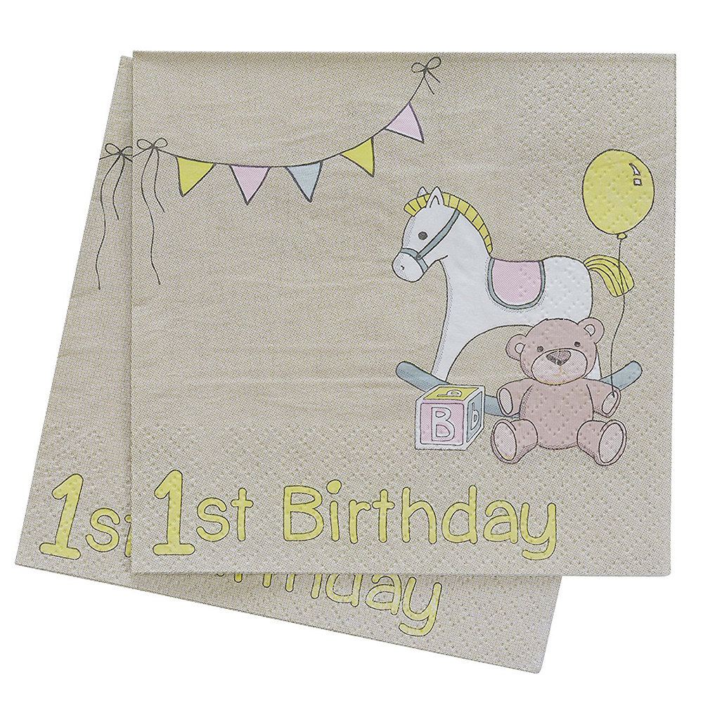 Servietten "Rock A Bye Baby" 1. Geburtstag (20 Stück)