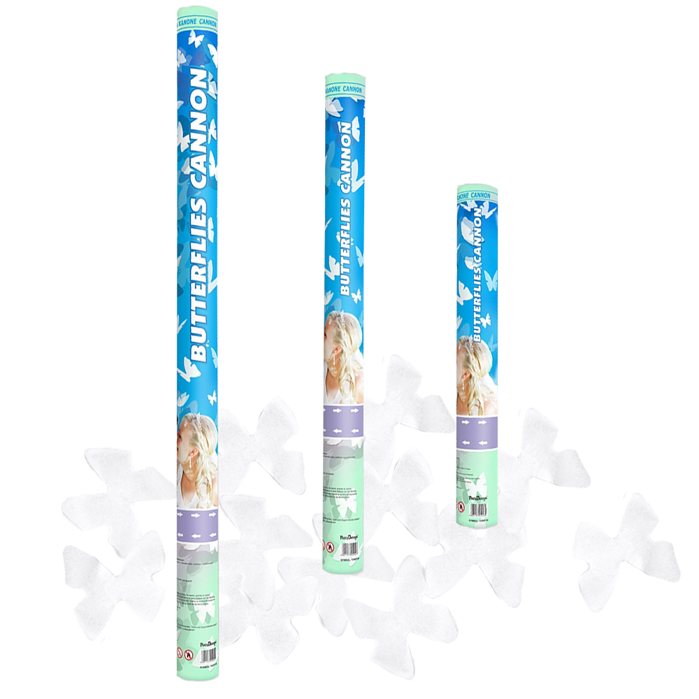 Confetti Cannon "Schmetterlinge" 40 cm weiß