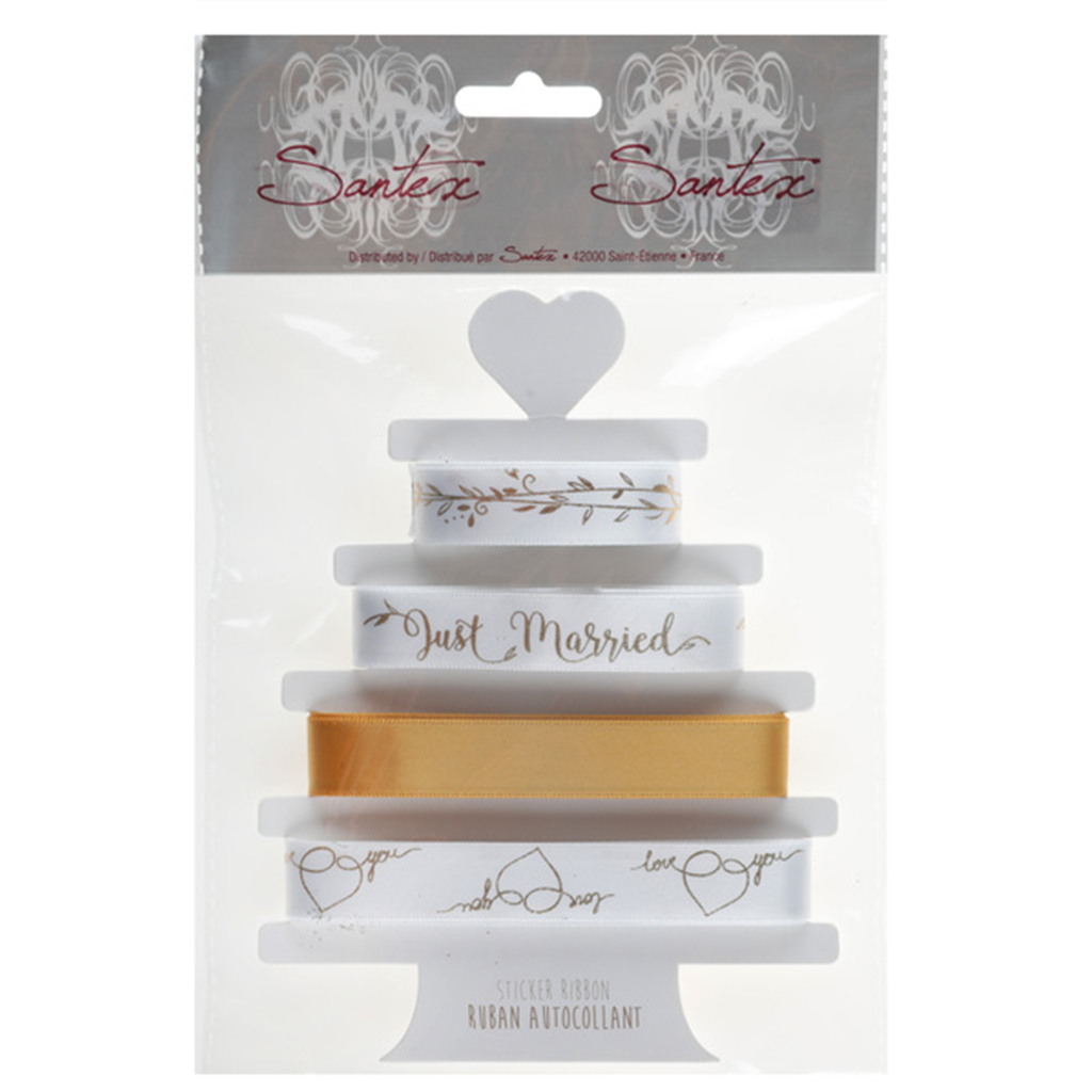 Geschenkband "Gold Mix Wedding" 2 m (4 Stück)