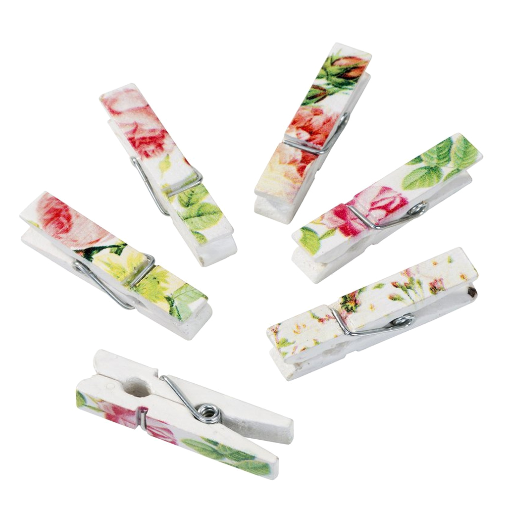 Holzklammern "Blütentraum Vintage" 3,5 cm (12 Stück) SALE