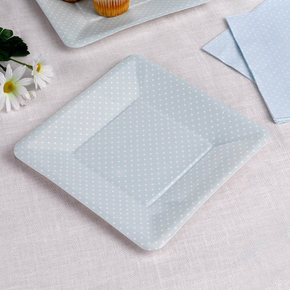 Partygeschirr "Dots" Pappteller blau (8 Stück)