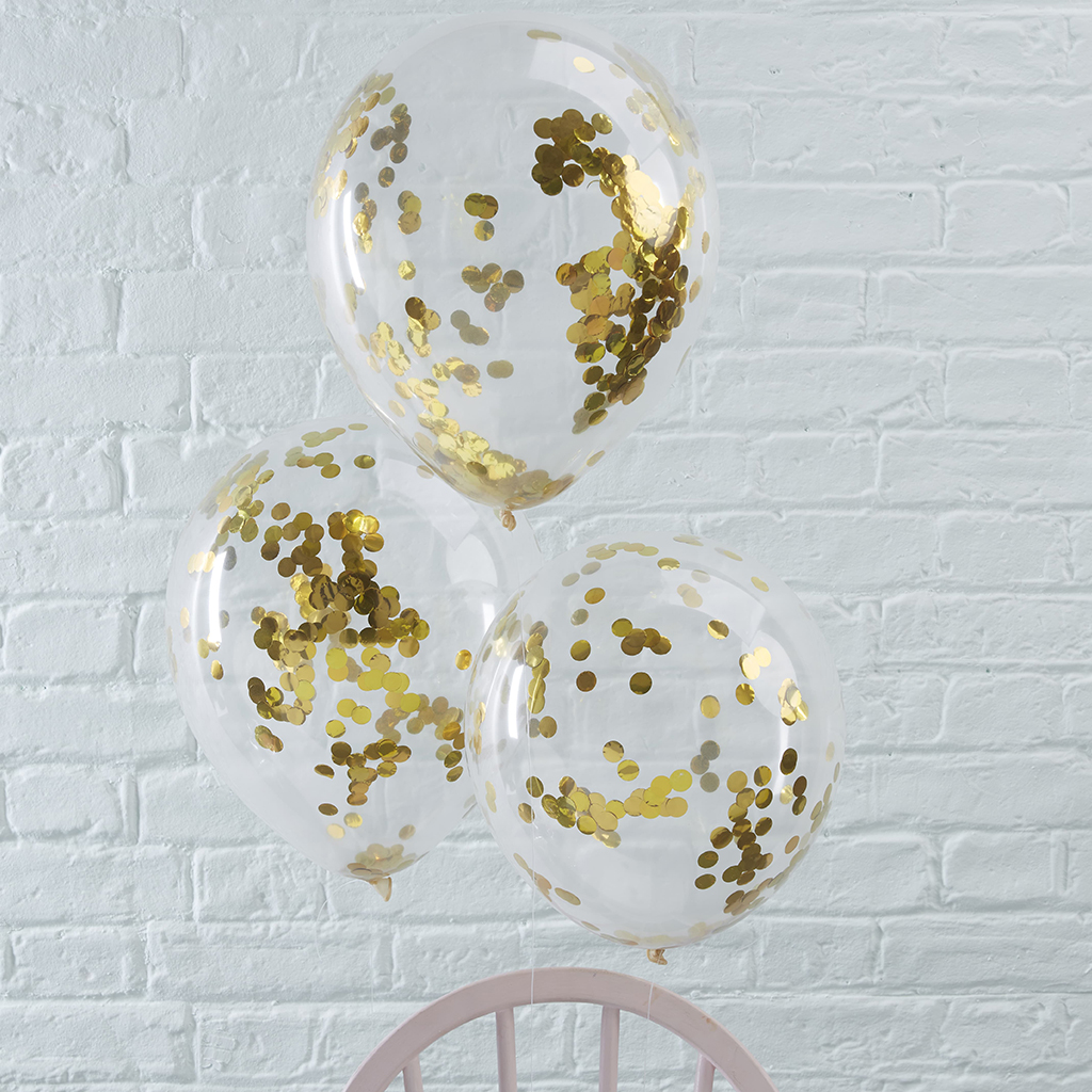 Luftballons Gold Konfetti "Pick & Mix" Ø30 cm (5 Stk.)