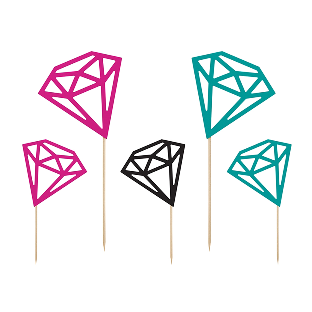 Tortendekoration "Diamonds Mix" groß (5 Stück)